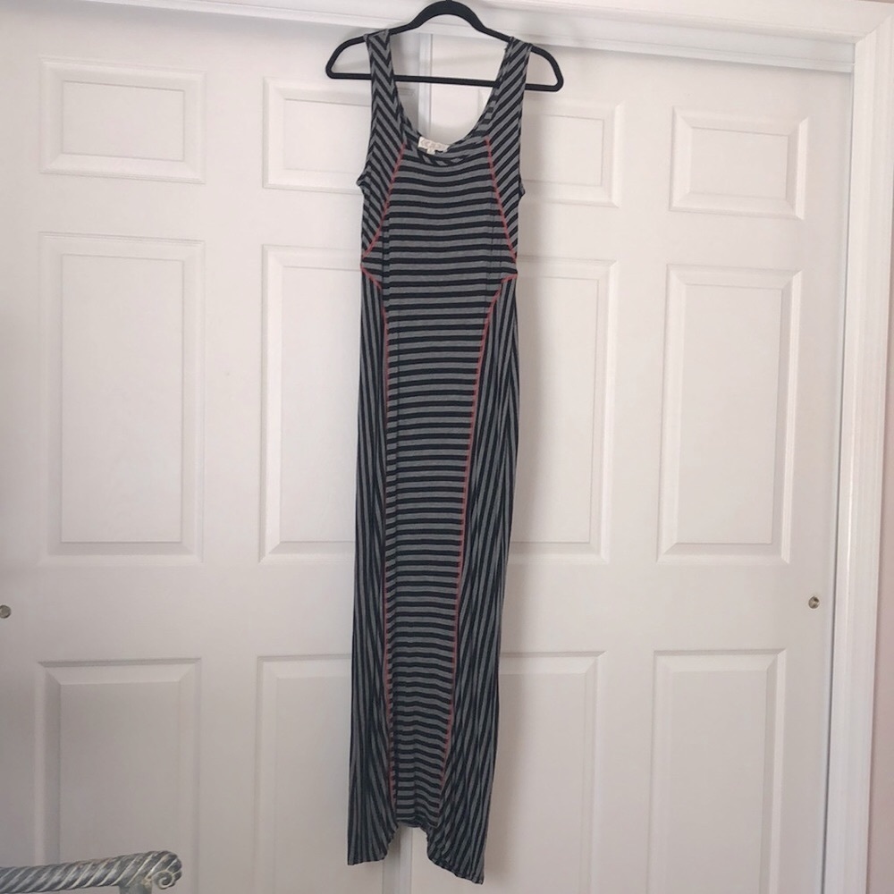 Pink Rose Striped Maxi Dress